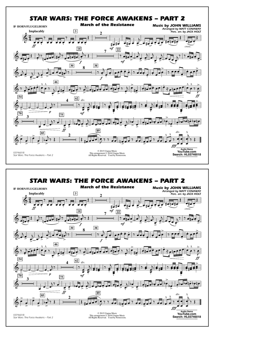 Star Wars: The Force Awakens - Part 2 - Bb Horn/Flugelhorn