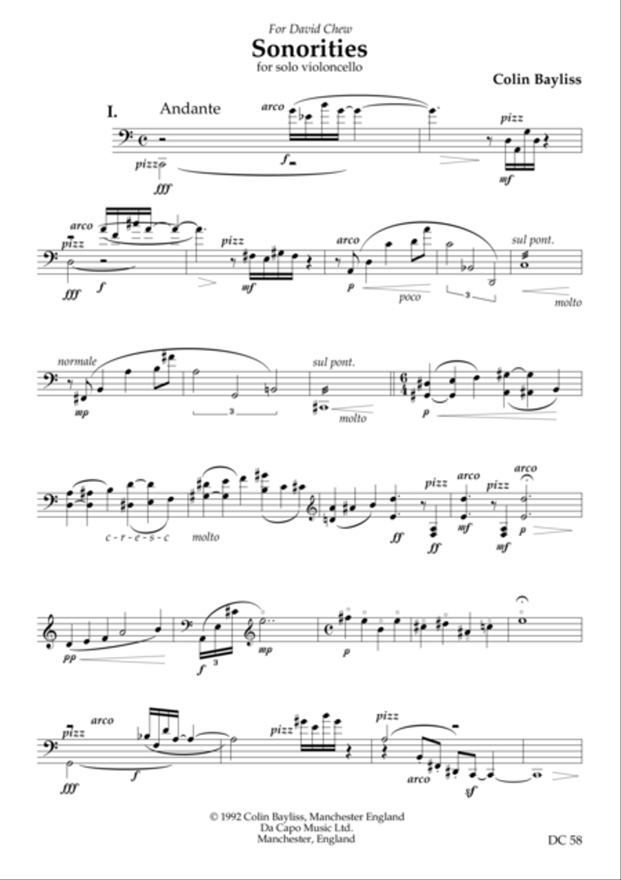 Sonorities - for solo violoncello Cello Solo scores gallery preview page 1