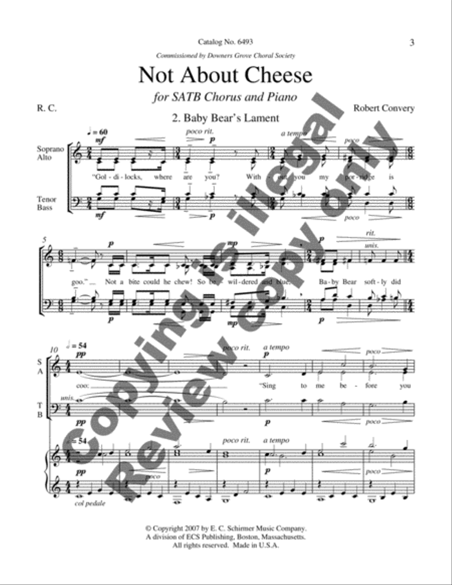 Not About Cheese: 2. Baby Bear's Lament 4-Part scores gallery preview page 3