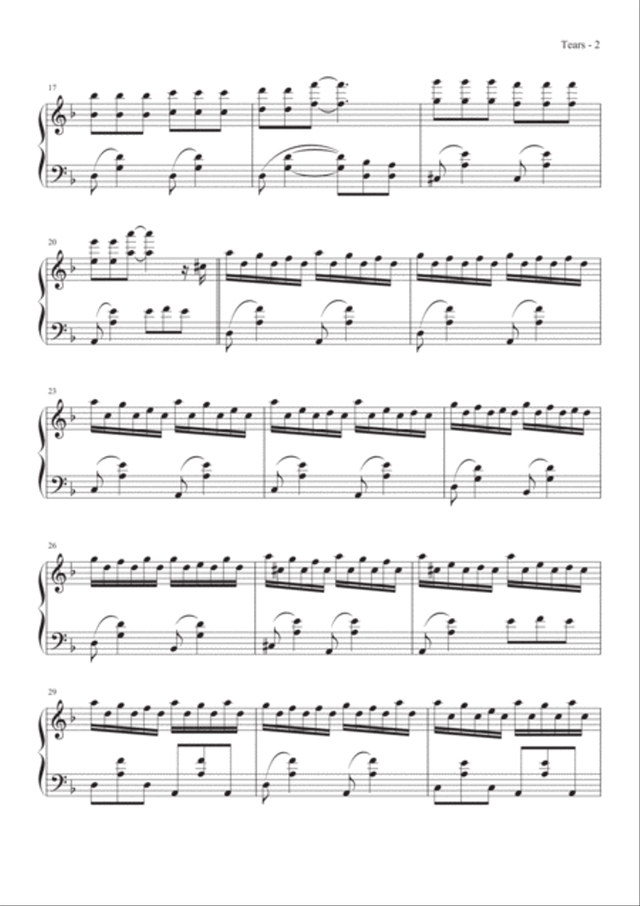 Tears Piano Solo scores gallery preview page 4