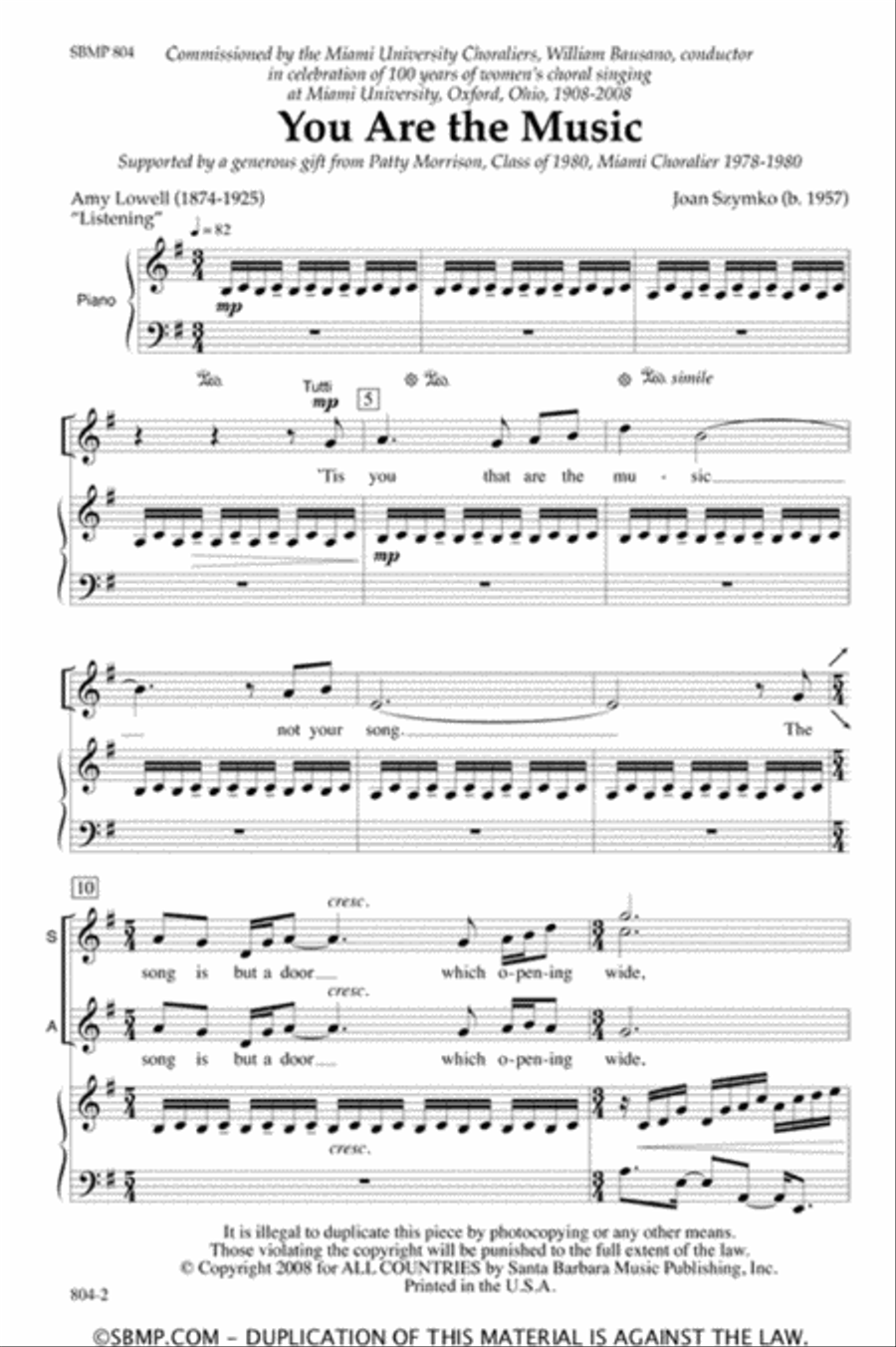You Are the Music - SSAA Octavo SSAA scores gallery preview page 2