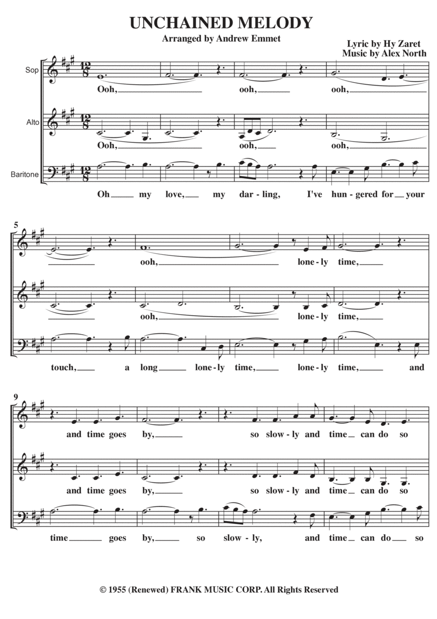 Unchained Melody 3-Part scores gallery preview page 1