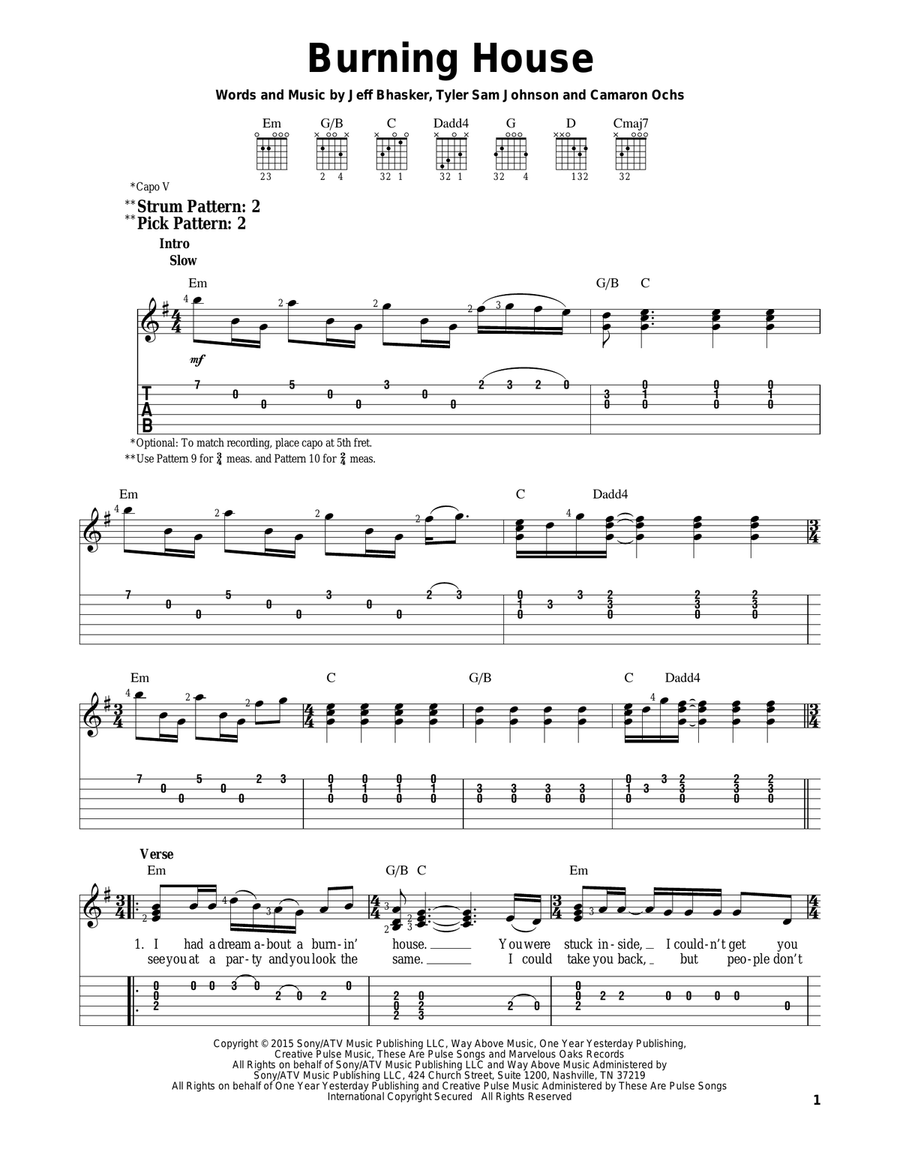 Burning House Acoustic Guitar scores gallery preview page 1