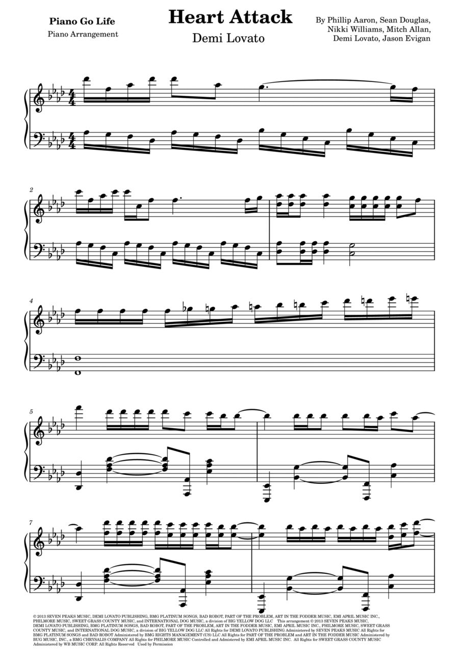 Heart Attack Heart Attack Piano Solo scores gallery preview page 1