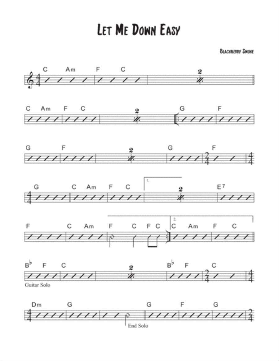 Let Me Down Easy Piano, Vocal, Guitar scores gallery preview page 1