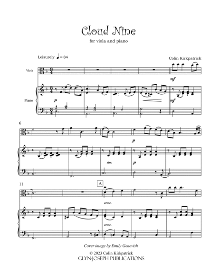 Cloud Nine (for viola and piano) Piano scores gallery preview page 2