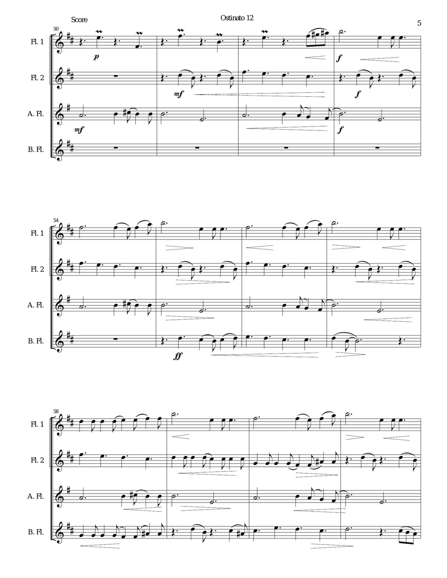 Ostinato 12 for flute quartet Flute Quartet scores gallery preview page 5