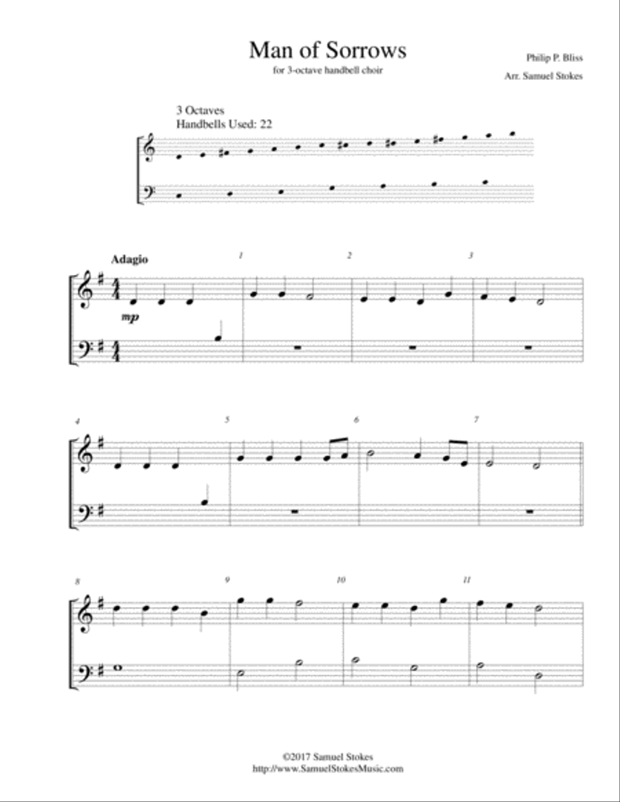 Man of Sorrows (Hallelujah, What a Savior) - for 3-octave handbell choir 3-Octaves scores gallery preview page 1