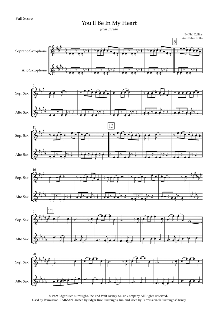 You'll Be In My Heart Woodwind Duet scores gallery preview page 1