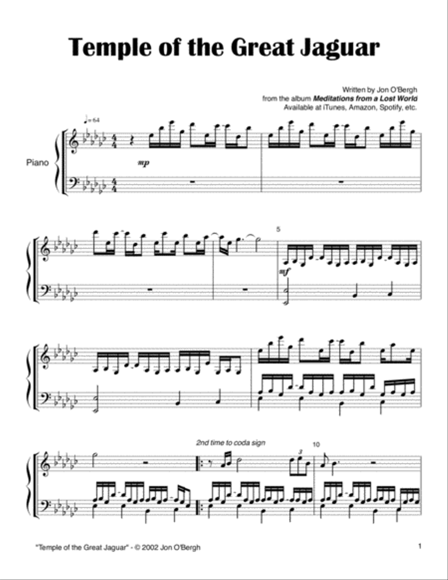 Temple of the Great Jaguar Piano Solo scores gallery preview page 2
