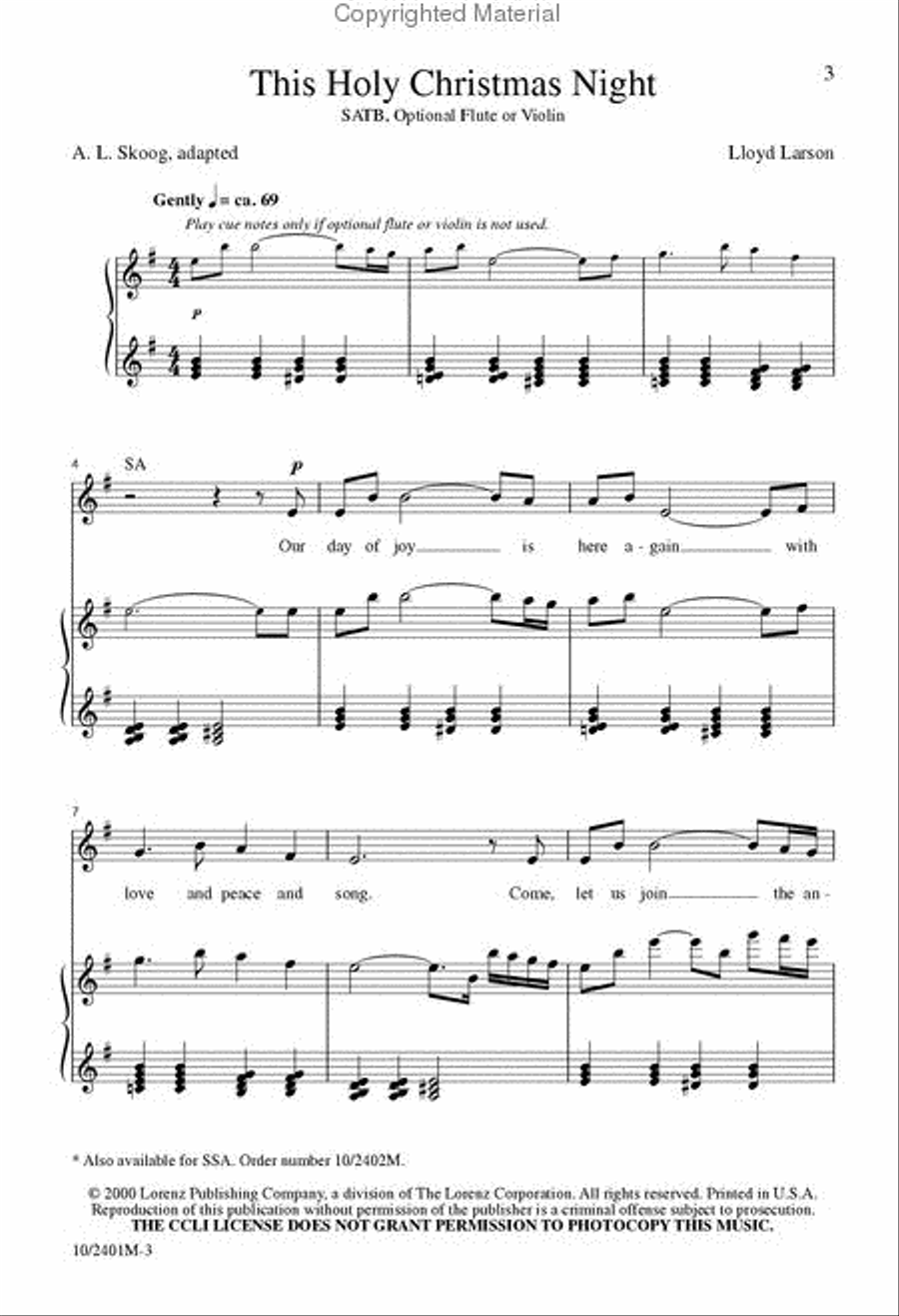 This Holy Christmas Night 4-Part scores gallery preview page 2
