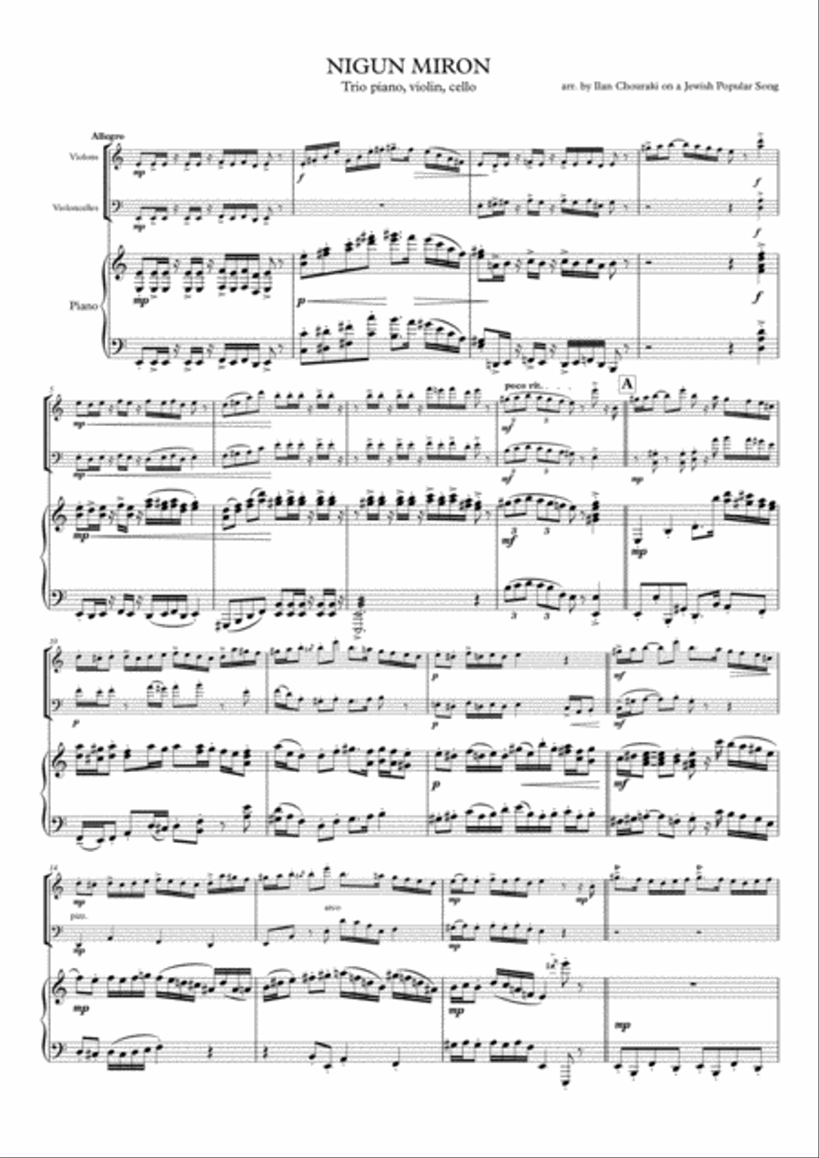 Nigun Miron Bet Abu for Piano, Violin, Cello Chamber Orchestra scores gallery preview page 2