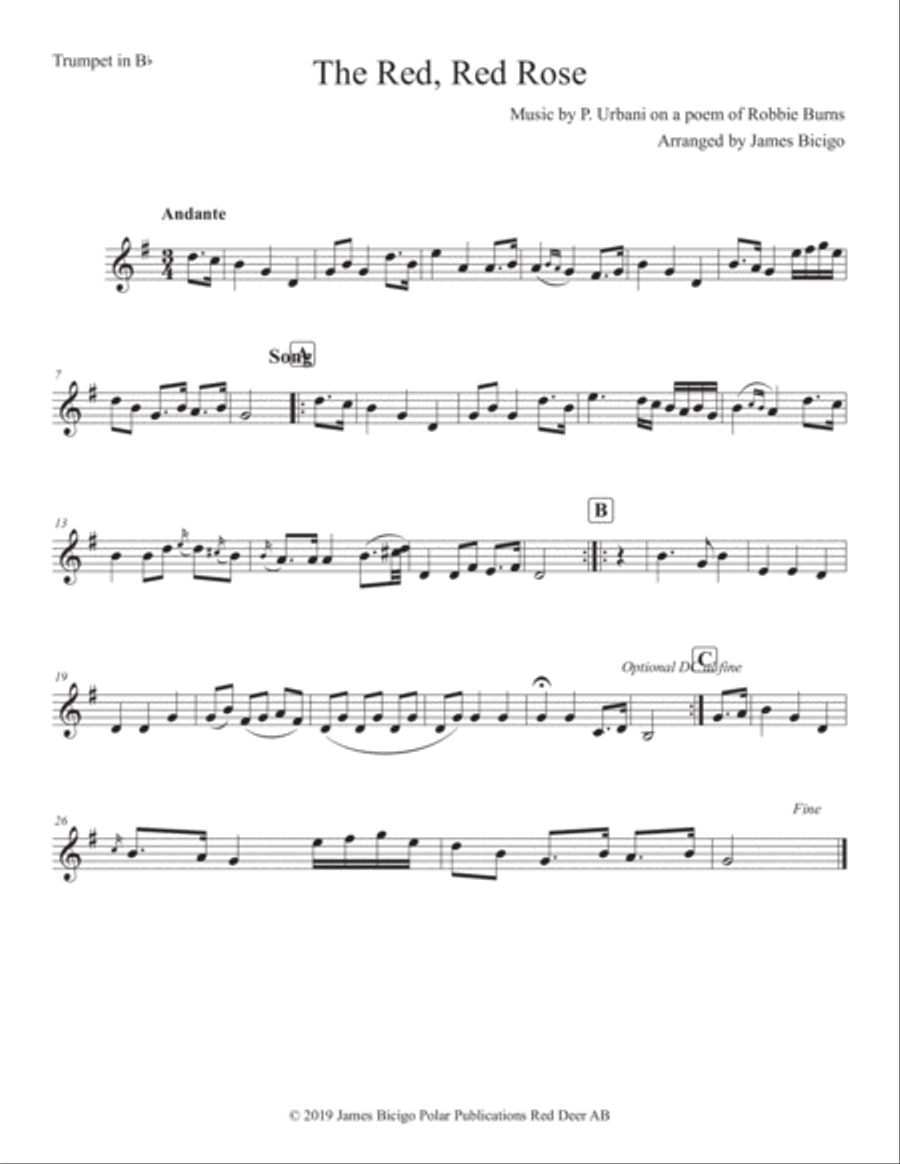 The Red, Red Rose The Red, Red Rose Horn scores gallery preview page 3