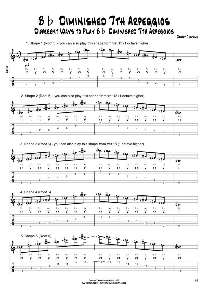 Bb Diminished 7th Arpeggios (5 Ways to Play) image number null