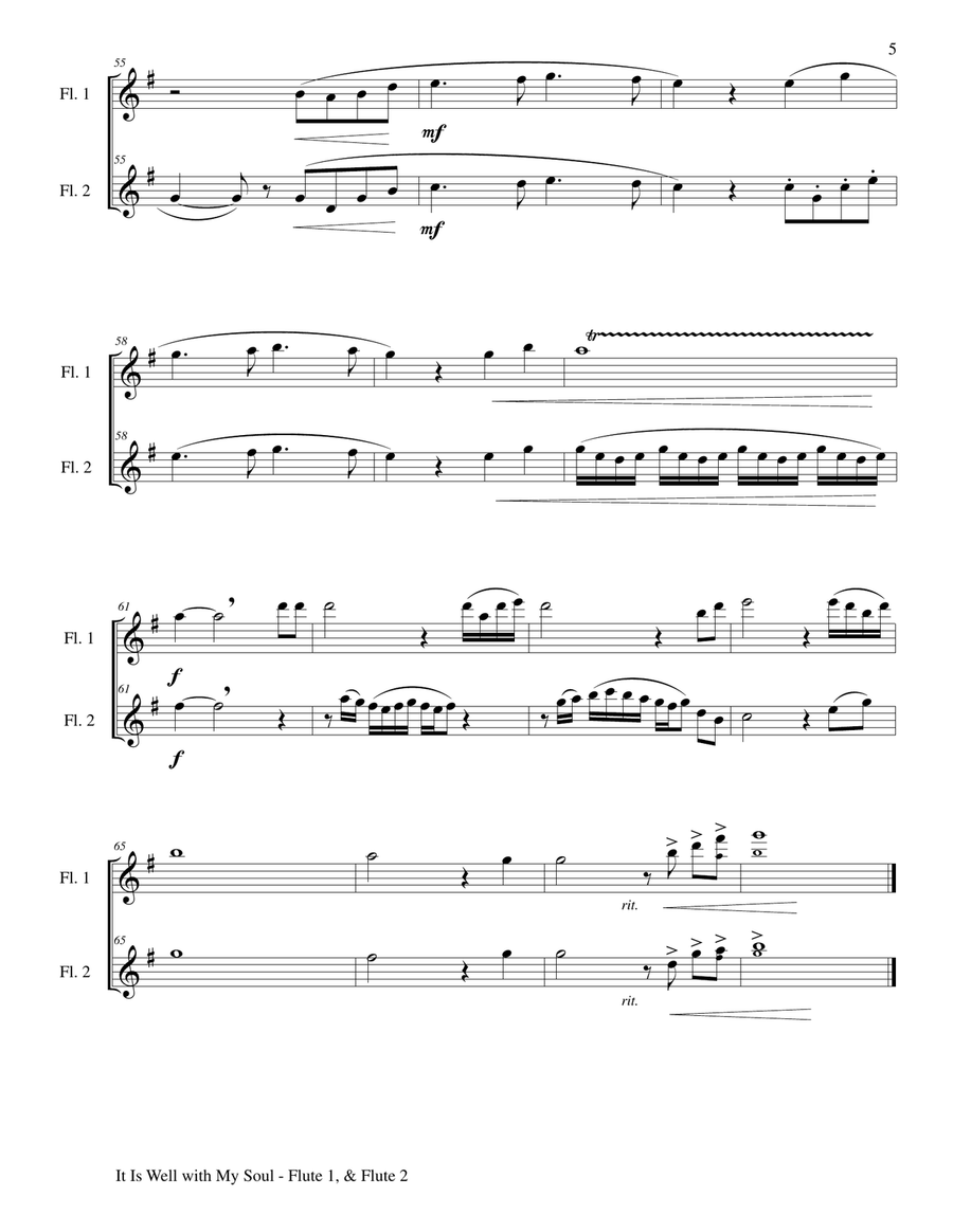 IT IS WELL WITH MY SOUL (Duet - Flute 1 & Flute 2 - Score & Instrumental Parts Included) Flute Duet scores gallery preview page 6