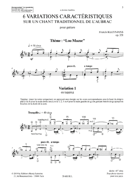Variations caracteristiques sur un chant traditionnel de l'Aubrac (6)
