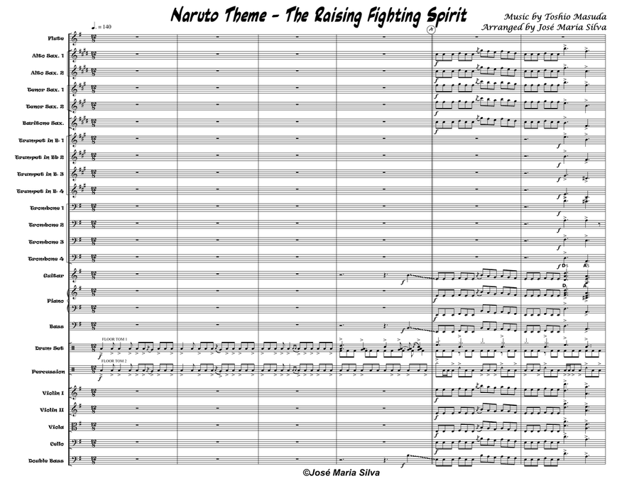 Naruto Theme - The Raising Fighting Spirit Jazz Ensemble scores gallery preview page 1