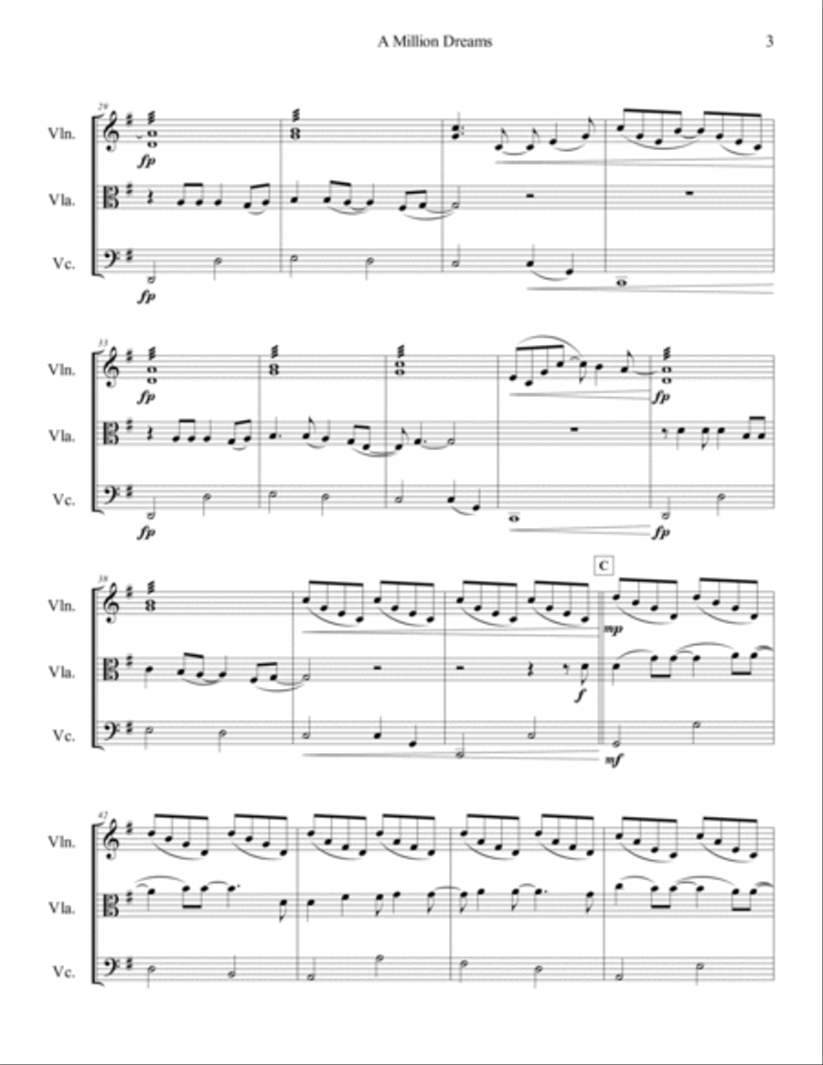 A Million Dreams String Trio scores gallery preview page 4