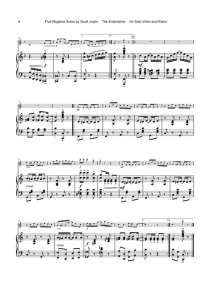 Five Ragtime Solos by Scott Joplin for Violin and Piano