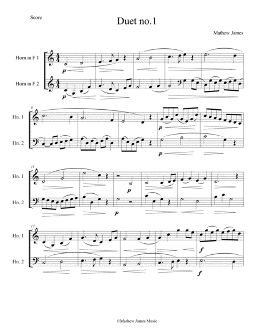 horn duets inspired by Concone and Bordogni Brass Duet scores gallery preview page 1