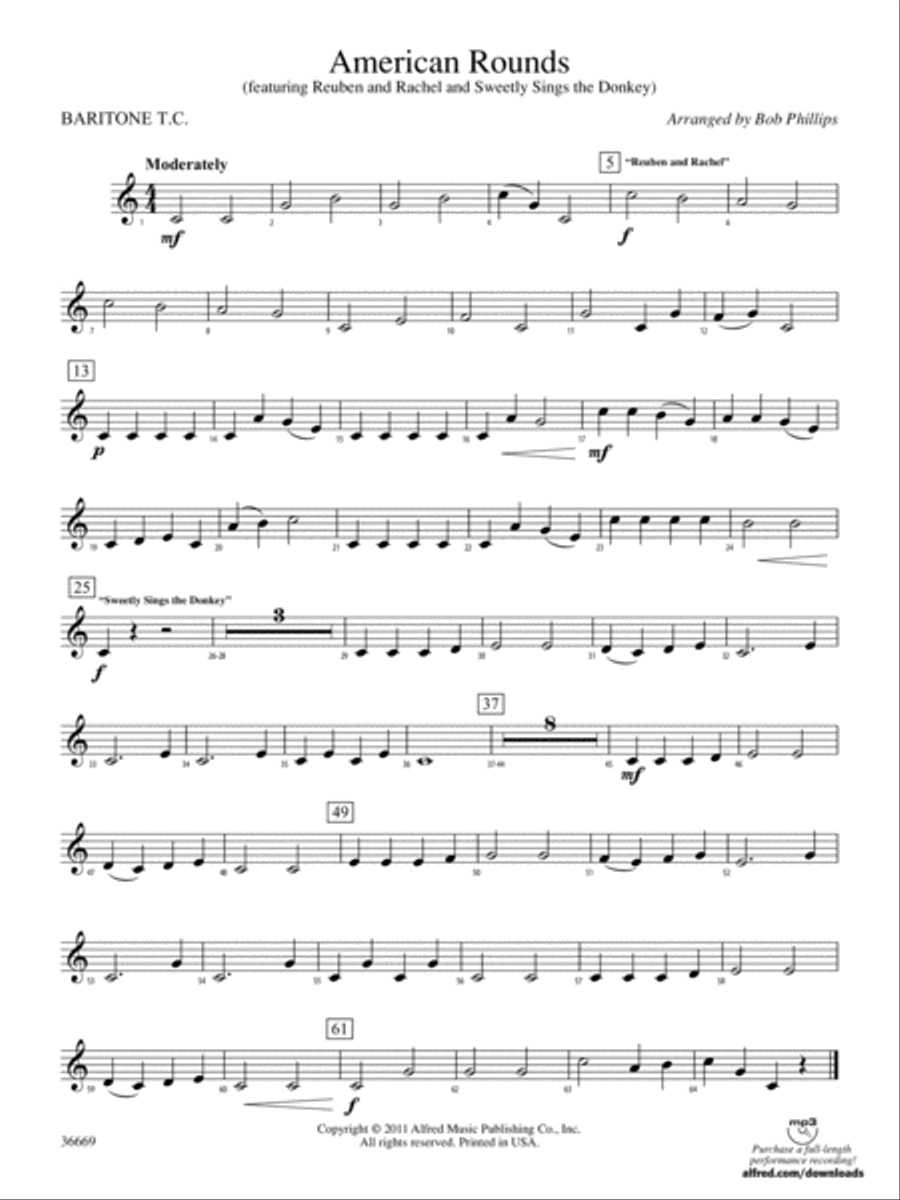 American Rounds: Baritone T.C. Concert Band scores gallery preview page 1