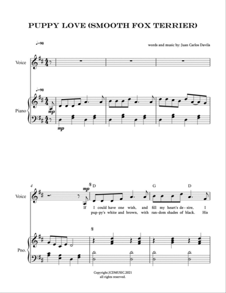 Puppy Love (Smooth Fox Terrier) Unison Choir scores gallery preview page 2