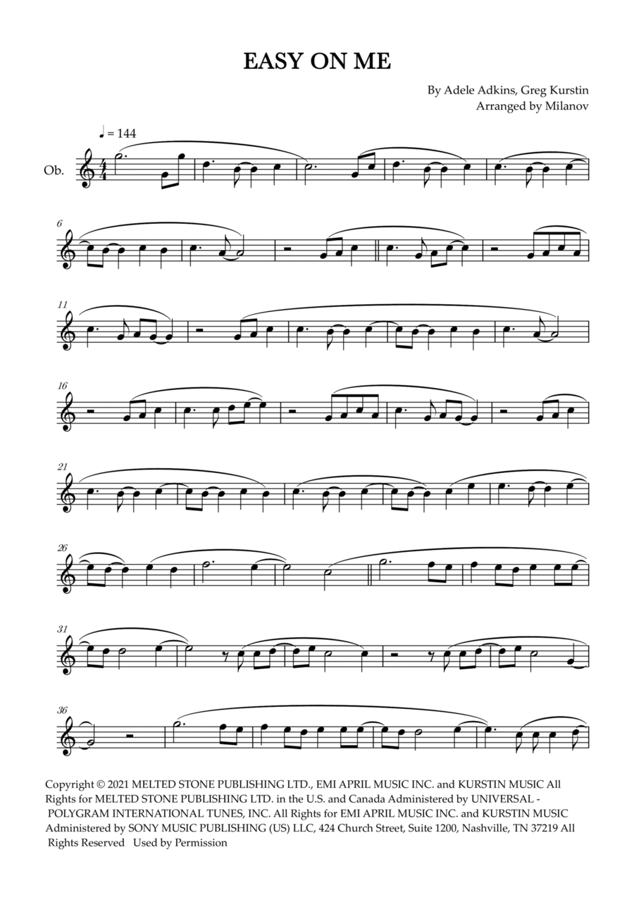 Easy On Me Oboe Solo scores gallery preview page 1