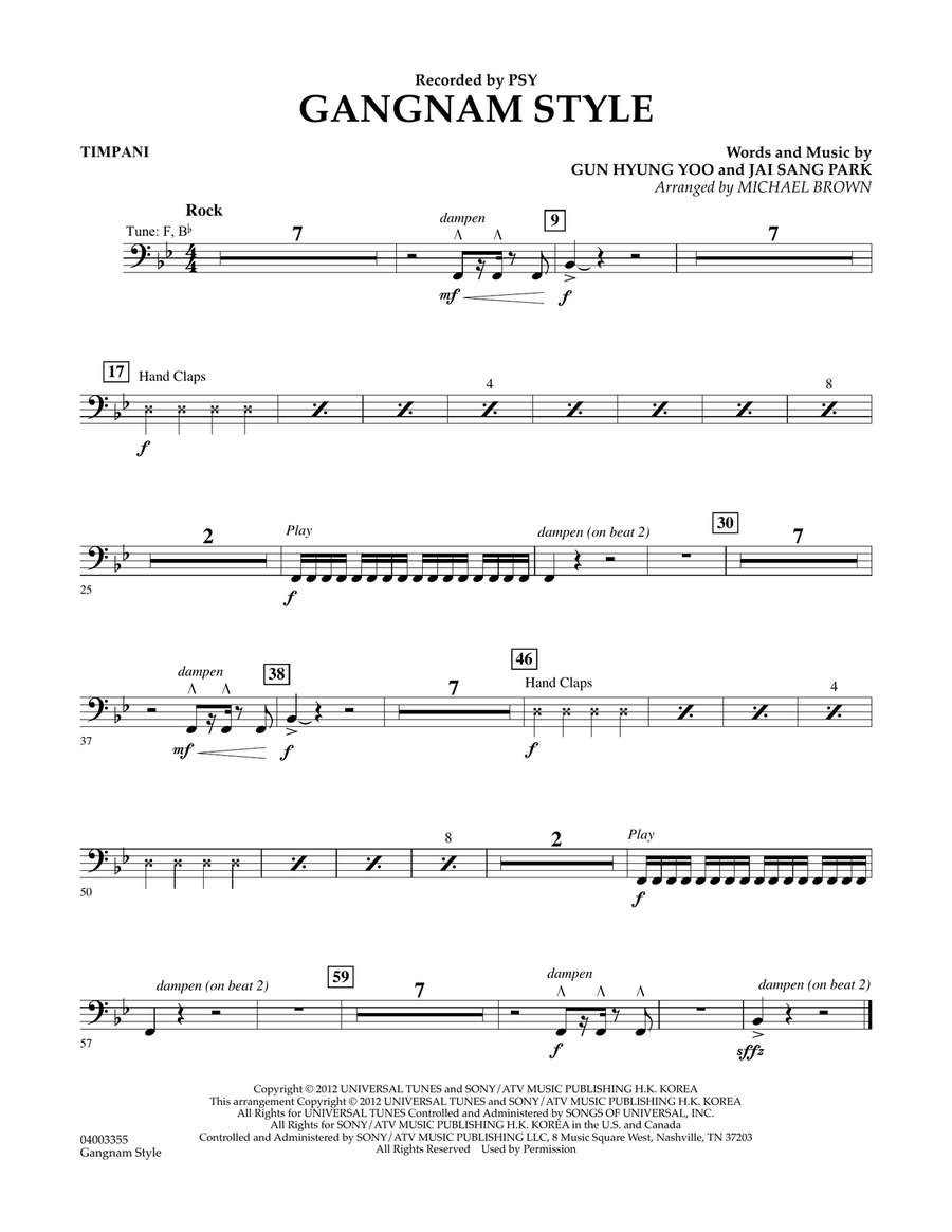 Gangnam Style - Timpani Gangnam Style - Timpani Concert Band scores gallery preview page 1