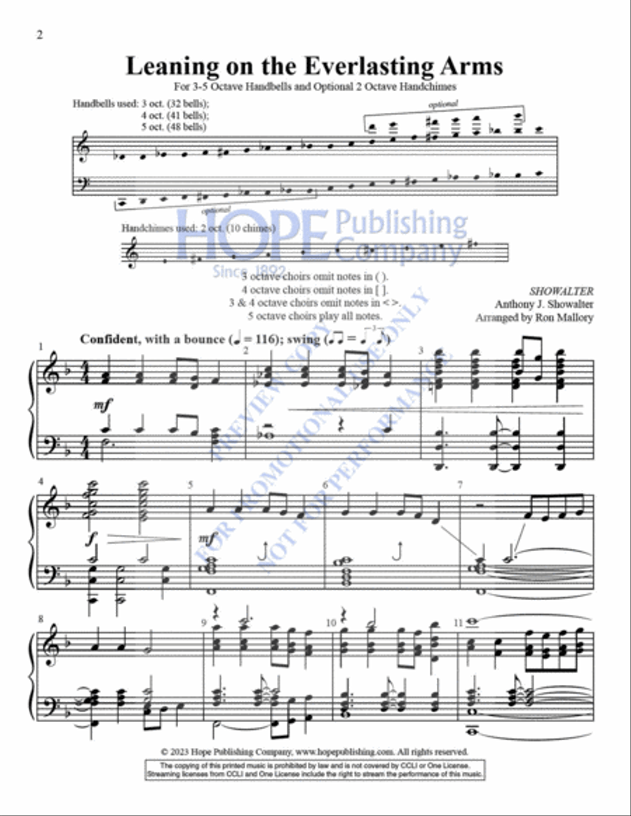Leaning on the Everlasting Arms Handbell Choir scores gallery preview page 3
