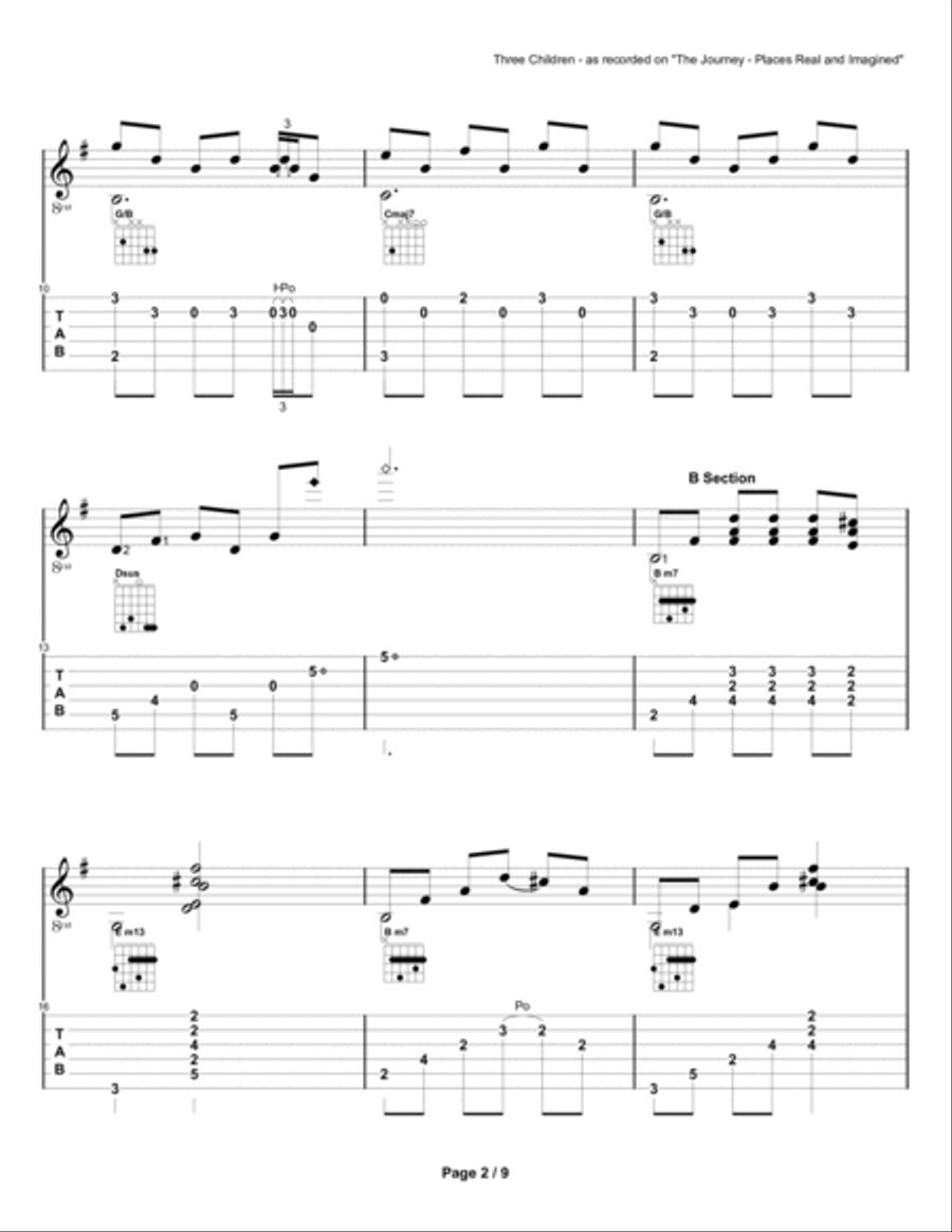 Three Children as recorded on The Journey - Places Real and Imagined Acoustic Guitar scores gallery preview page 2