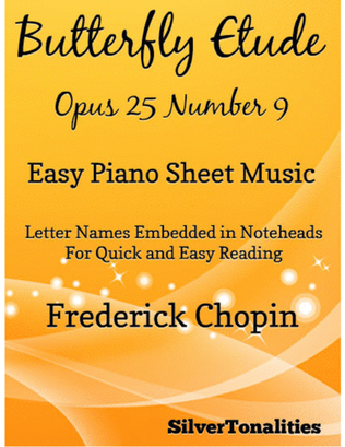 Book cover for Butterfly Etude Opus 25 Number 9 Easy Piano Sheet Music