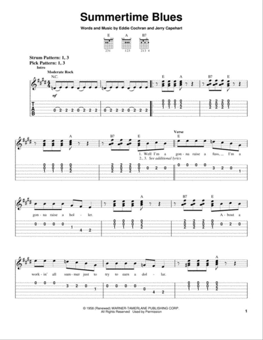 Summertime Blues Acoustic Guitar scores gallery preview page 1