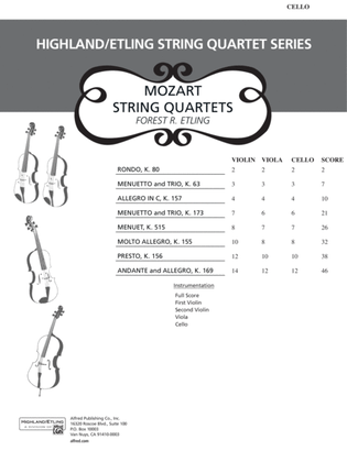 Book cover for Mozart String Quartets: Cello