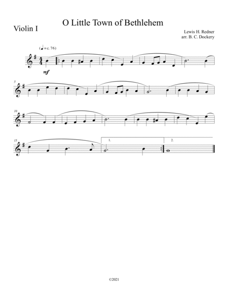 O Little Town of Bethlehem (Violin Duet) with piano accompaniment image number null