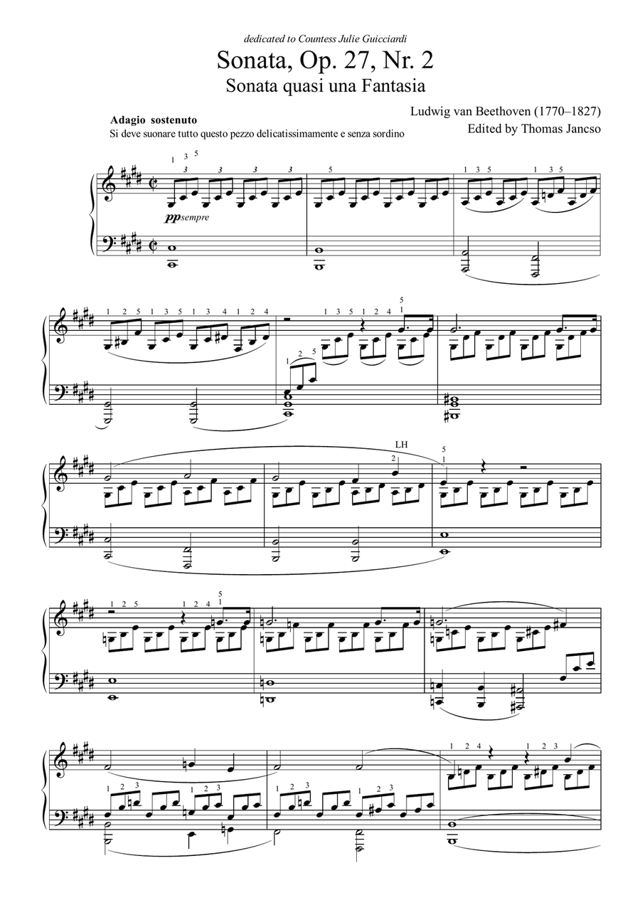 Moonlight Sonata Piano Solo scores gallery preview page 1