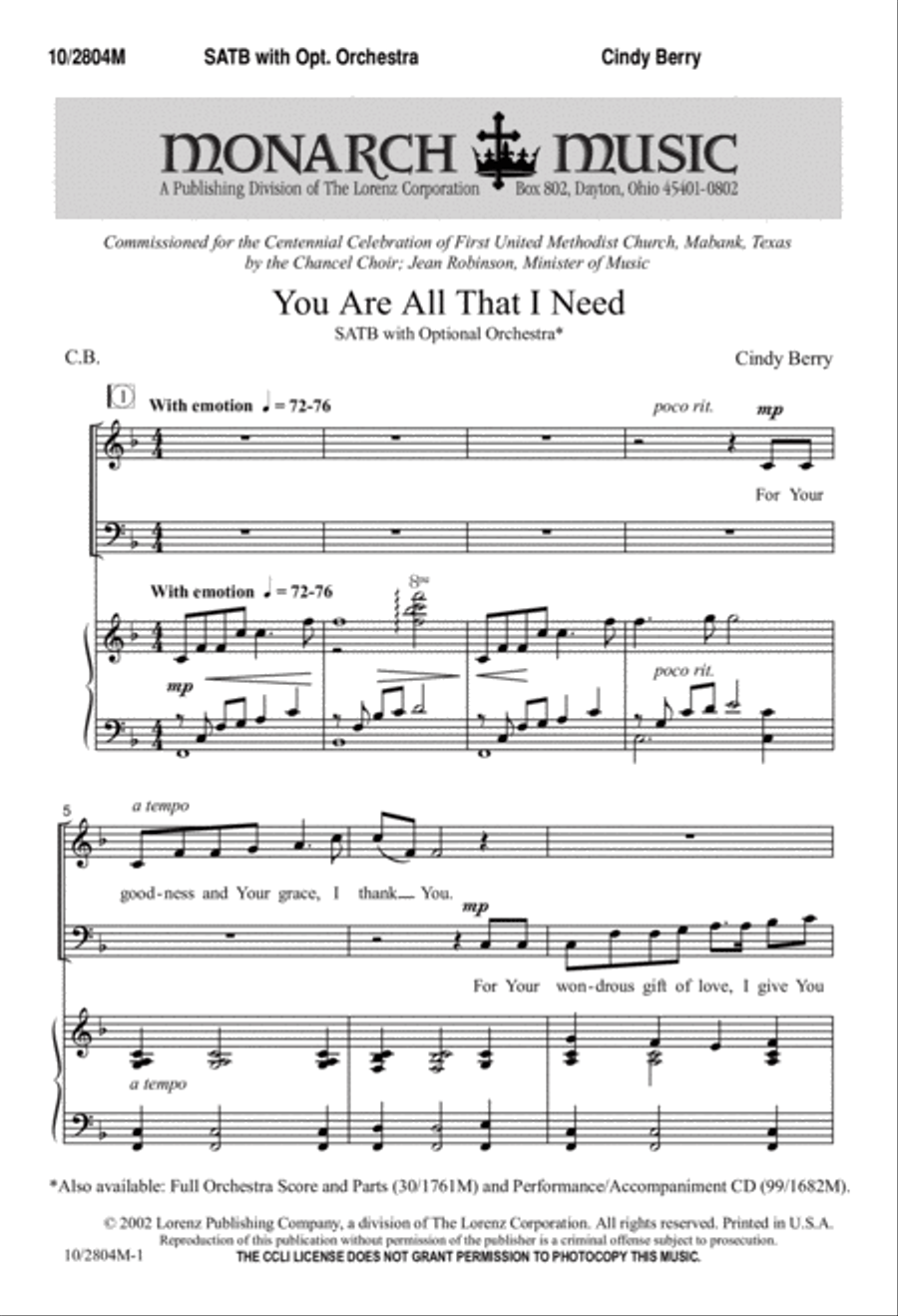 You Are All that I Need 4-Part scores gallery preview page 1