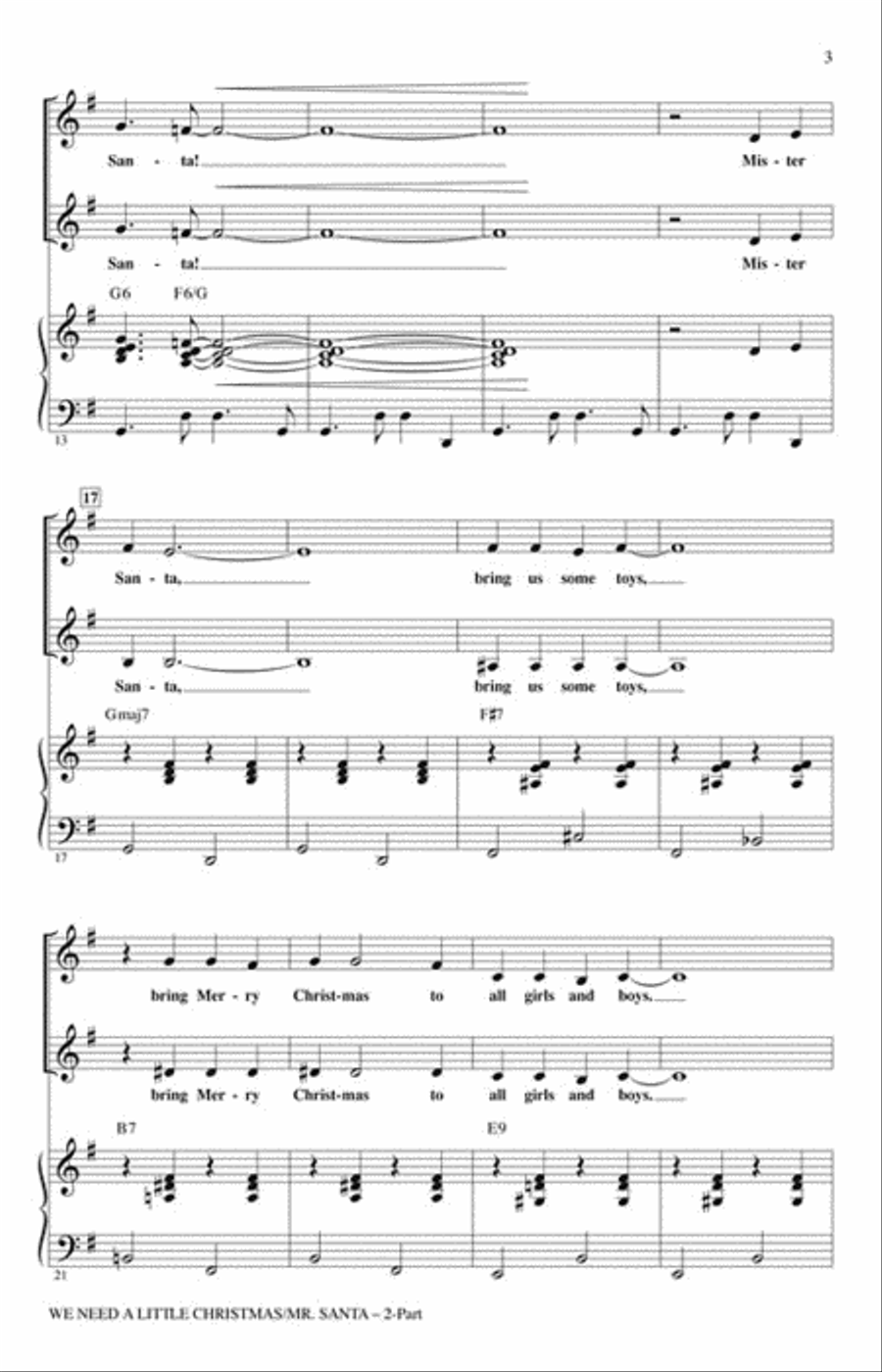 We Need a Little Christmas/Mister Santa Choir scores gallery preview page 3