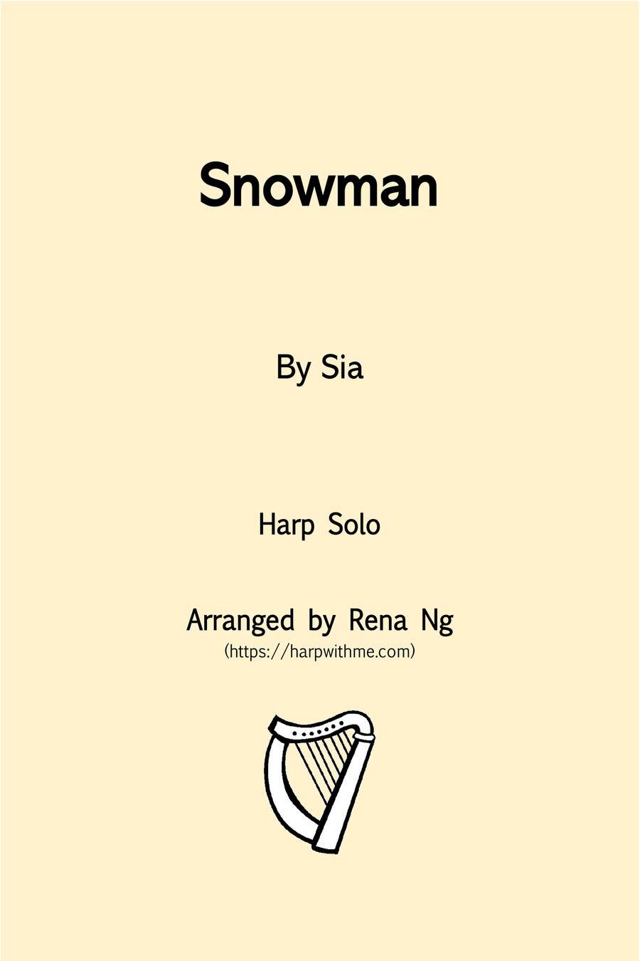 Snowman by Sia Celtic Harp - Digital Sheet Music