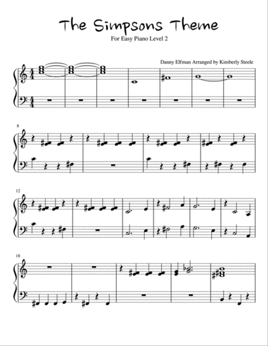 Theme From The Simpsons Easy Piano scores gallery preview page 1