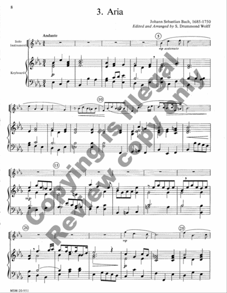 Baroque Music for Solo Instrument & Keyboard, Set, II Easy Piano scores gallery preview page 12
