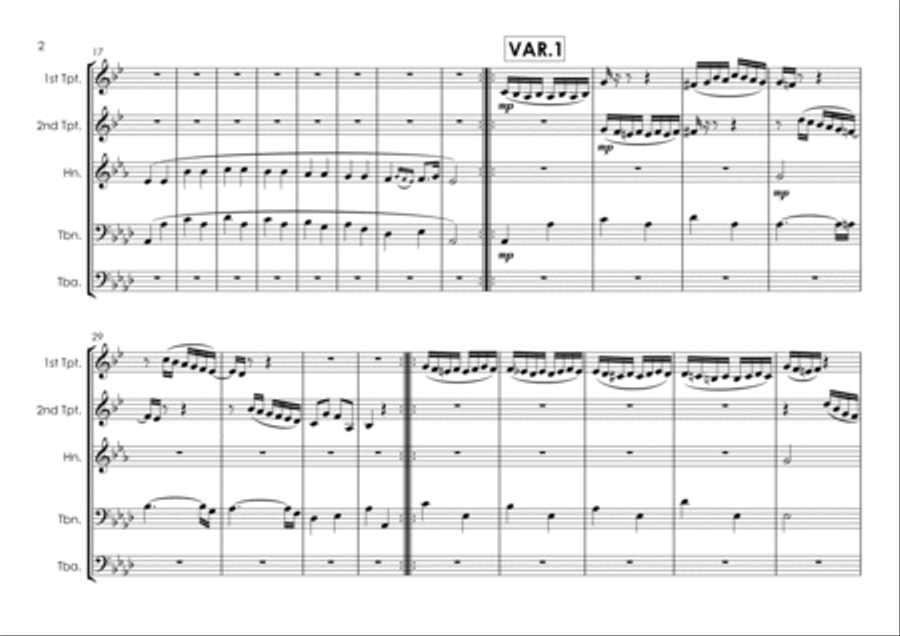 12 Variations on ’Twinkle Twinkle Little Star’ "Ah, vous dirai-je maman" (K.265/300e) brass quintet image number null