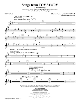 Book cover for Songs from Toy Story (Choral Medley) (arr. Mac Huff) - Tenor Sax