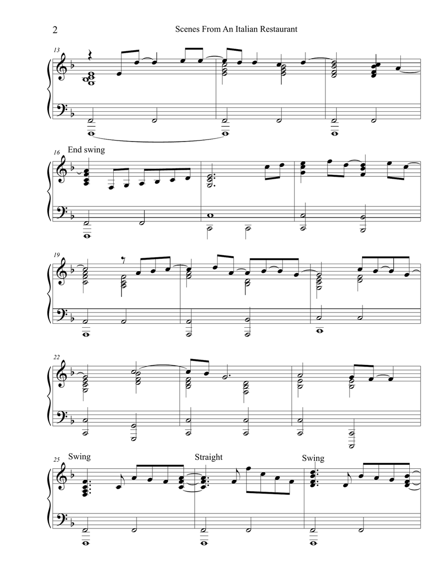 Scenes From An Italian Restaurant Piano Solo scores gallery preview page 2
