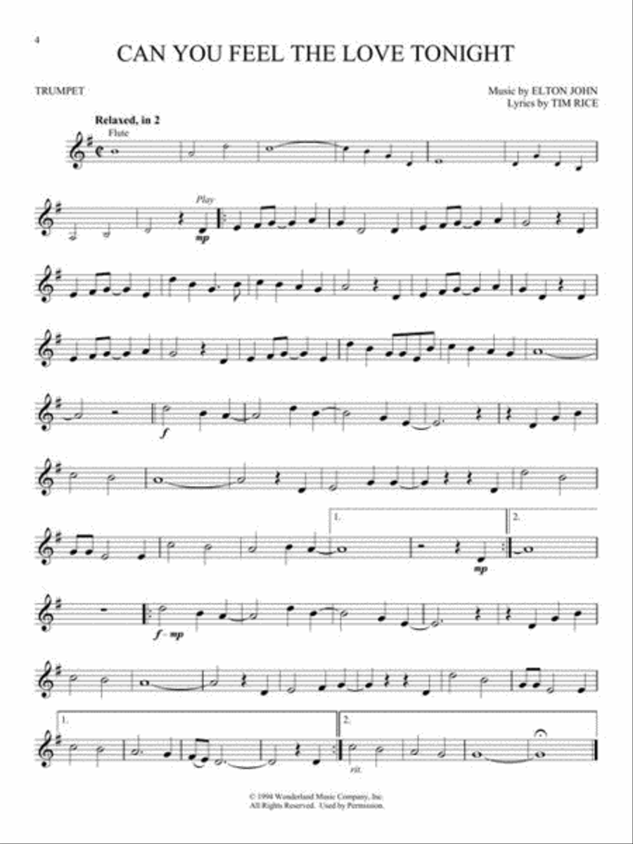 The Lion King for Trumpet Trumpet Solo scores gallery preview page 4