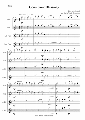 Count your blessings for Flute quartet (2 C flutes, alto flute, bass flute)
