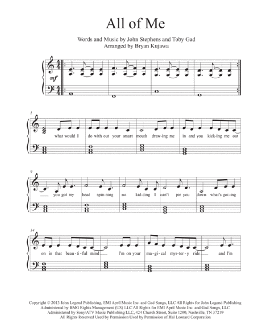 All Of Me Piano Solo scores gallery preview page 1