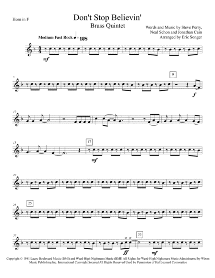 Don't Stop Believin' Don't Stop Believin' Brass Ensemble scores gallery preview page 1