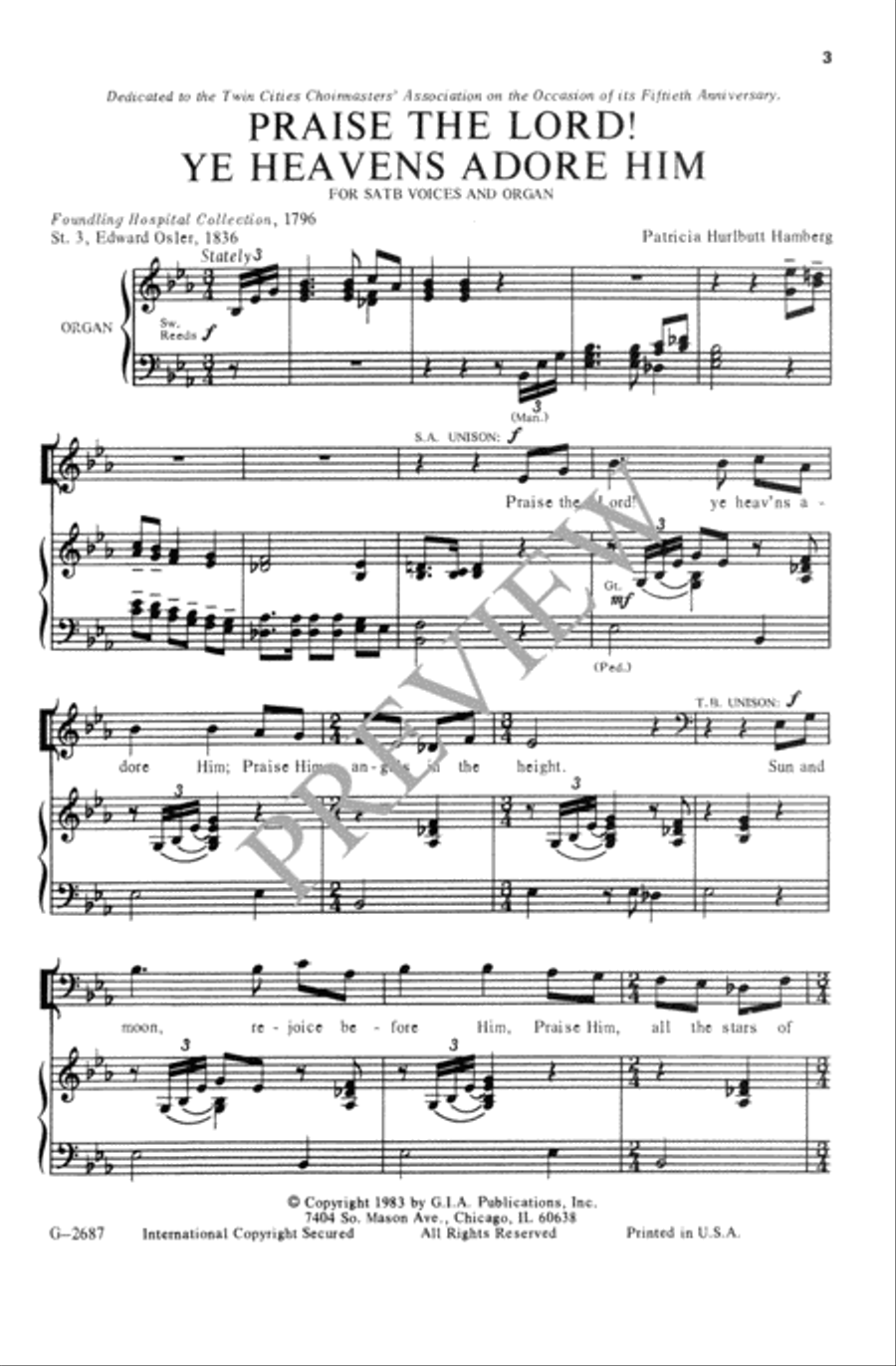 Praise the Lord! Ye Heavens, Adore Him 4-Part scores gallery preview page 4