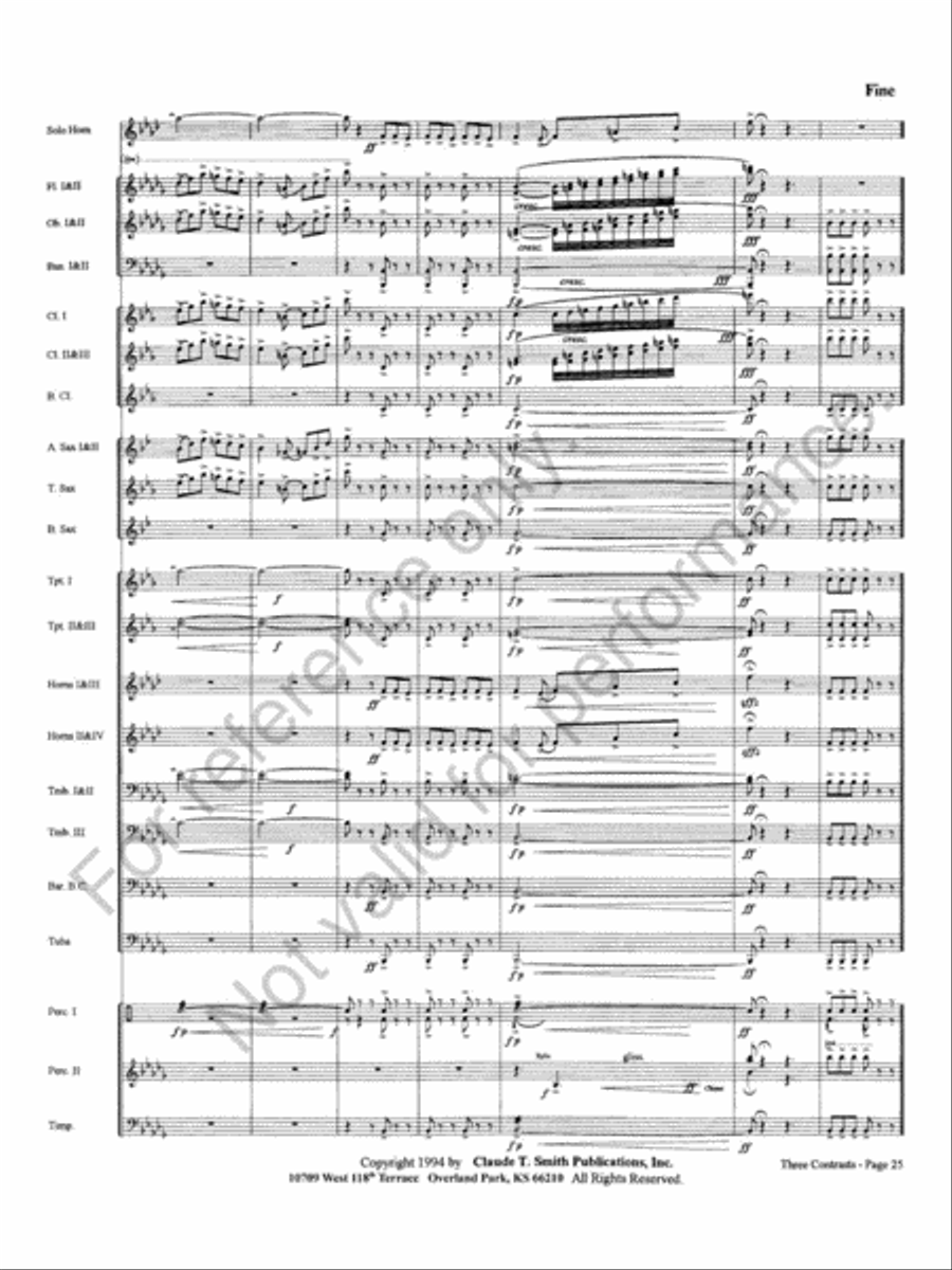 Three Contrasts for Two Horns And Wind Ensemble Concert Band scores gallery preview page 29