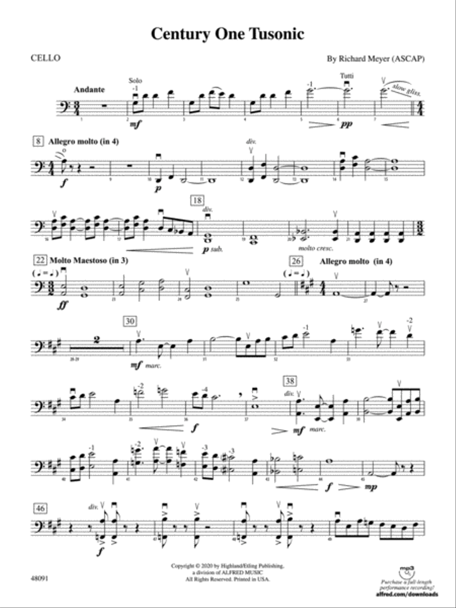 Century One Tusonic: Cello String Orchestra scores gallery preview page 1